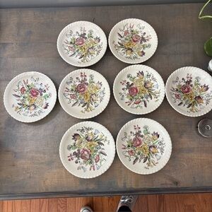 Johnson Brothers Garden Bouquet - saucers 5 1/8", Set of 8 England cottage core